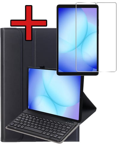 Hoes - Geschikt voor Samsung Galaxy Tab A9 - Met Screenprotector - Toetsenbord Case - Keyboard Book Cover - Hoesje - Zwart