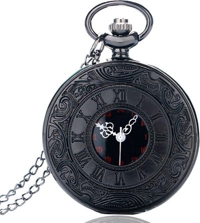 WiseGoods Luxe Steampunk Klok - Horloge Hanger - Zakhorloge Met Ketting - Cadeau - Vintage Design - Sieraad - Sieraden - Zwart