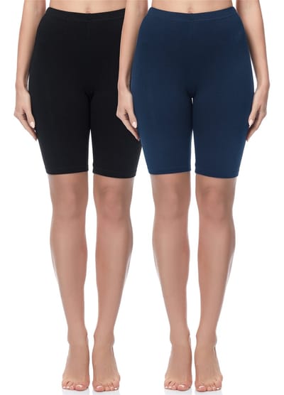 Be Mammy MS-MS10-200-LE-2P 2Pack Dames Zwangerschapsleggings Leggings - Sport - Vrijetijdsbroek - Kort - Katoen - Sporbroek – Yogabroek - Zwart/Marineblauw - XS