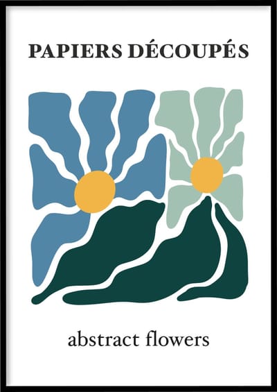 Poster Papiers découpés abstract flowers - Abstracte poster - 30x40 cm - Exclusief lijst - WALLLL