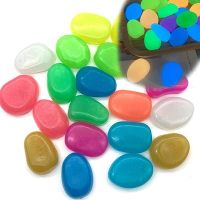20 Stuks Grote Lichtgevende Kiezels - Decoratieve Tuin en Aquascape Stenen
