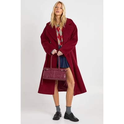 boohoo Dames Dubbelrijig wollen lookcoat | Rood | Maat: 42