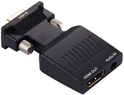 VGA Male naar HDMI Female + Audio AUX jack - video adapter kabel converter - voor o.a. tv, monitor en beamer - zwart