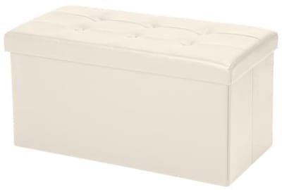 Opvouwbare Zitbank met Opbergruimte 80 Liter – Belastbaar tot 200 kg – Geschikt voor Woonkamer, Hal en Slaapkamer – Lichtbeige