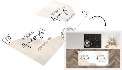 Keukenloper - Loper keuken - Spreuken - Quotes - Hooray, a new job! Congratulations - Gefeliciteerd - 120x60 cm - Keukenloper vinyl
