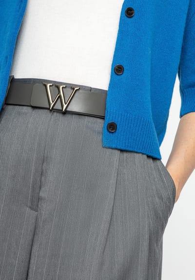 Wittchen - Dames Leren Riem - W-vormige Gesp - Grijs-Paars - Echt Leer