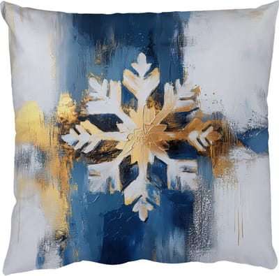 Sierkussens - Kussentjes Woonkamer - 50x50 cm - Abstract - Winter - Sneeuwvlok - Sneeuw - Goud - Kerstdecoratie voor binnen - Kerstversiering woonkamer decoratie - Kerstmis versiering in huis - Christmas decorations - Kerstaccessoires