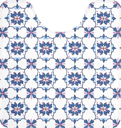 WC mat met uitsparing 55x60 cm - Antislip - Modern - Patroon - Blauw - Roze - Toiletmat met uitsnijding - Vloermat - Douchemat - Toilet tapijt - Toiletmatten