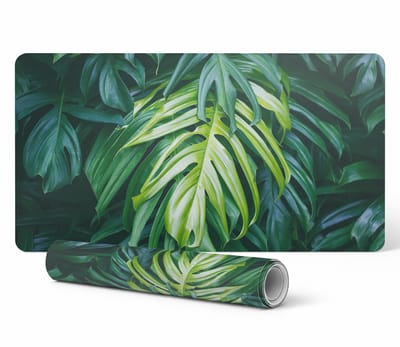 Beschermende bureauonderlegger voor toetsenbord en muis met tropische bladeren, 120x60 cm
