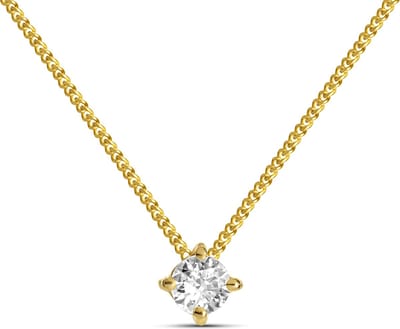 Miore Pure Collier Ketting Dames - 14 Karaat Goud - Met Diamanten - Met Hanger - 45 cm
