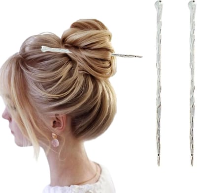 2 STKS Legering Haar Eetstokjes - Bun Eetstokjes - Haar Sieraden - Abstracte Minimalistische Haaraccessoires Voor Lange Haarstijl
