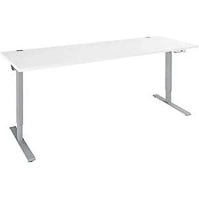 Schäfer Shop Genius bureau AERO FLEX, elektrisch in hoogte verstelbaar, rechthoekig, T-voet, B 2000 x D 800 x H 620-1280 mm, wit/blank aluminium