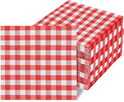 Dailygoods- Servetten 140 stuks - Rode Gingham Servetten - Wegwerp Servetten - Papieren Servetten - Tafeldecoratie - Afmetingen 248 x 250 mm - Wegwerpservetten