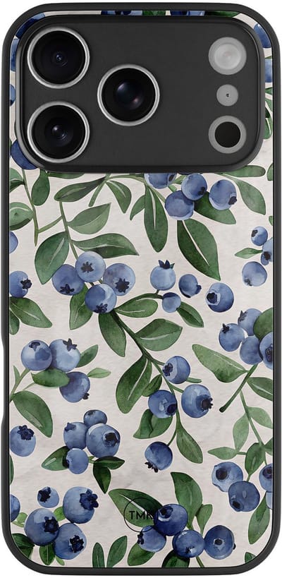Hoesje geschikt voor Apple iPhone 17 Pro Max - Blueberries - Multi - TPU luxe case (glossy toplaag) - - Hardcase backcover zwart