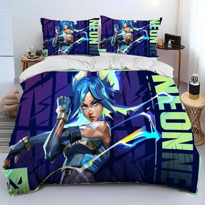 3D VALORANT Game Gamer Cartoon Dekbedovertrek Beddengoedset, Dekbedovertrek Bedset Dekbedovertrek Kussensloop, King Queen Maat Beddengoedset Jongens US Twin 173x218cm