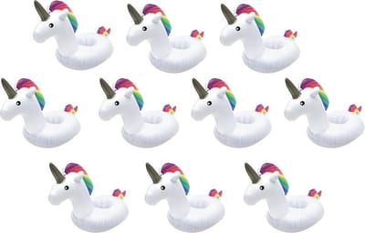 Opblaasbare unicorn Bekerhouder - set 10 stuks - Opblaas Drankhouder - Opblaasartikel - Zwembadaccessoire - Opblaasfiguur