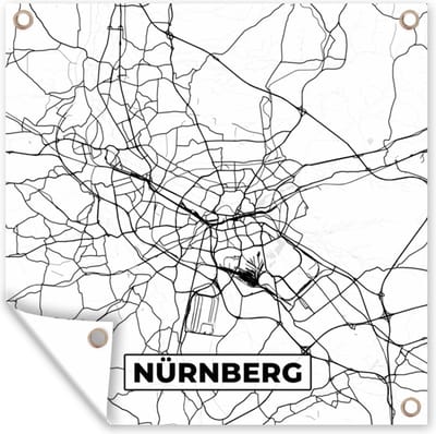Tuin poster Plattegrond - Kaart - Stadskaart - Nürnberg - 200x200 cm - Tuindoek