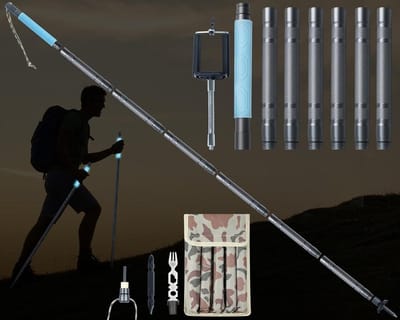 140 cm verstelbare Nordic Walking stokken met lichtgevende handgreep - wandelstokken voor dames en heren met telefoonhouder