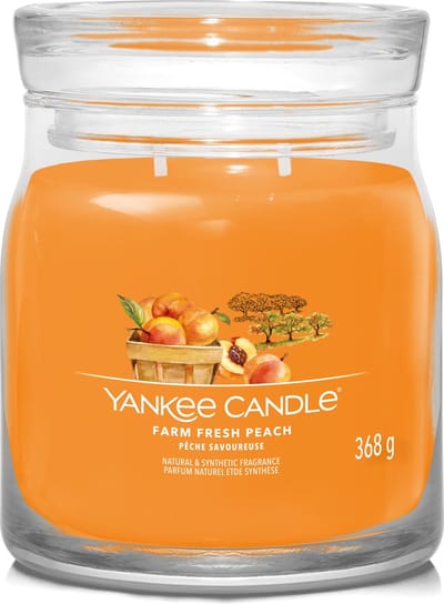 Yankee Candle - Farm Fresh Peach Medium Geurkaars - 50 branduren - 2 lonten