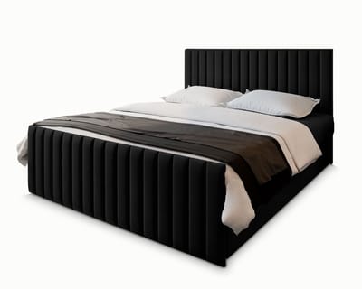Boxspring ARION 140x200 cm met matras en topper, bedkasten - Zwart