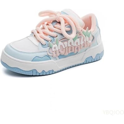 Nieuwe dames vrijetijds comfortabele sportschoenen modieuze veelzijdige ronde neus vetersluiting color blocked dames platte schoenen 40 blauw