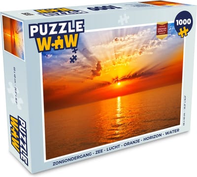 Puzzel Zonsondergang - Zee - Lucht - Oranje - Horizon - Water - Legpuzzel - Puzzel 1000 stukjes volwassenen
