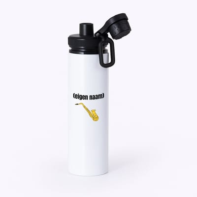 Hacebo® - saxofoon met eigen naam waterfles met draaidop zwart - Saxofoon - muziek liefhebbers - iemand die houdt van saxofoons - verjaardag - cadeau - kado - geschenk - water fles - 850ML