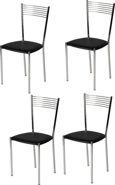 Tommychairs Elegance - Eetkamerstoelen - Set van 4 - Chroom & Zwart - Kunstleer