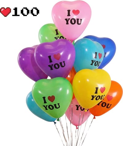 Ainy Hartjes Ballonnen bedrukt met I <3 You 100 stuks 20 cm - ideaal voor feest decoratie zoals valentijnsdag, bruiloft versiering (excl. slinger ), huwelijksaanzoek, anniversary - party feestartikelen - liefde - jubileum - cadeau voor haar