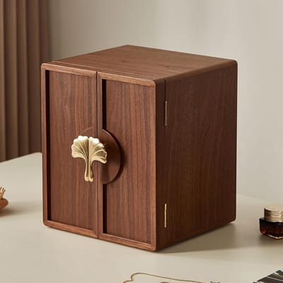 Grote Houten Sieradenbox met 5 Lagen en Messing Handvat voor Kettingen, Ringen, Oorbellen en Horloges - Perfect Cadeau voor Haar
