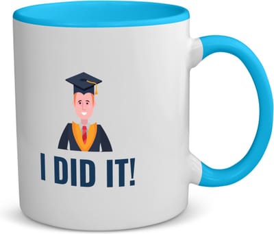 Akyol - i did it! koffiemok - theemok - blauw - Geslaagd - iemand die is geslaagd - gelukt - gefeliciteerd - examen - school - diploma gehaald - cadeau - kado - geschenk - gift - 350 ML inhoud