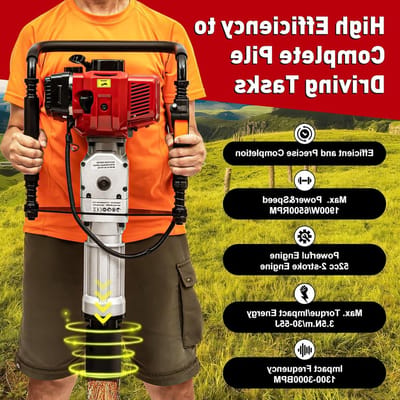 Krachtige 2-takt 52CC benzinemotor voor het rammen van palen, ideaal voor tuinieren en het plaatsen van schuttingen, 2.3 pk handframe voor efficiënt gebruik.