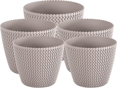 Prosperplast Plantenpotten - 5 ST - taupe - kunststof - formaat 19/16/13 cm - bloempot