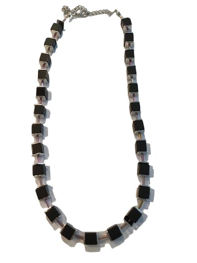 Petra's Sieradenwereld - Ketting blokjes en buisjes zwart (8629-002)