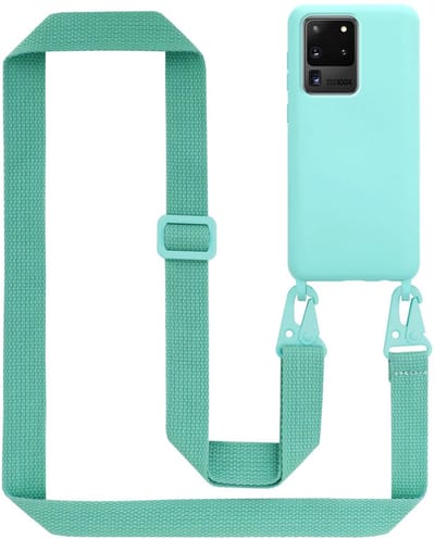 Cadorabo Mobiele telefoon ketting geschikt voor Samsung Galaxy S20 ULTRA in LIQUID TURKOOIS - Silicone beschermhoes met lengte verstelbare koord riem