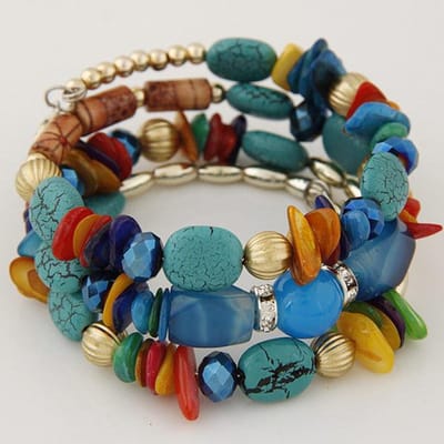 Ensemble de bracelets de perles à breloques bohèmes pour femmes, bracelets de chaîne en alliage de perles faits à la main, bijoux de fête bohème vintage multicolore