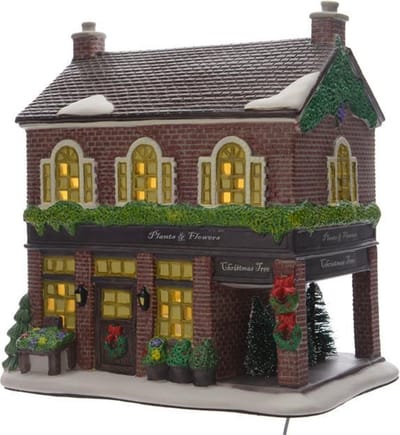 Kersthuisje Bloemenwinkel - Hand geschilderd - LED - Lumineo Christmas Villages - Luxe Kersthuisjes