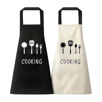 VVGoods - Kookschort voor heren en dames in zwart en wit met waterdichte eigenschappen, ideaal voor horeca en barbecue, inclusief zakken, set van 2 stuks.