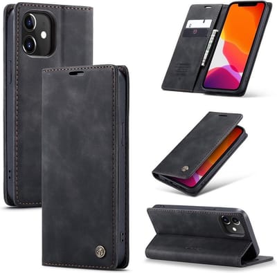 CaseMe Book Case - Geschikt voor iPhone 12 Mini Hoesje - Zwart