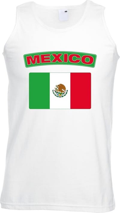Mexico singlet shirt/ tanktop met Mexicaanse vlag wit heren S