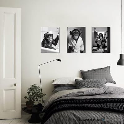 Ibenzoa® Binnenhuisdecoratie met Humor - Zwart-wit Badkamer Kunstdrukken met Lijst voor WC en Gastentoilet