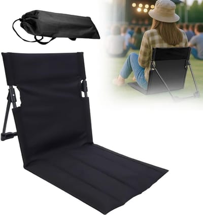 SnelShoppen - Strandmat met Rugleuning Opvouwbaar 600D Oxford, Lichte Tuinstoel, Crème, Perfect voor Strand, Picknick en Wandelen
