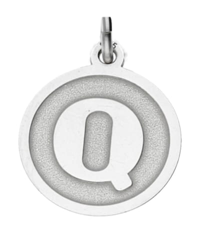 Zilveren Letter Q rond mat en glans kettinghanger