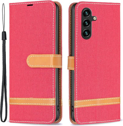 Coverup Hoesje - Geschikt voor Samsung Galaxy A55 Hoesje - Coverup Denim Book Case - Rood