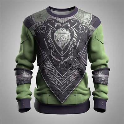 Vintage Grafische Heren Truien Sweatshirts Middeleeuwse Cosplay Pantser 3D Geprint Trainingspak Voor Heren Kleding Streetwear Lange Mouw M gray