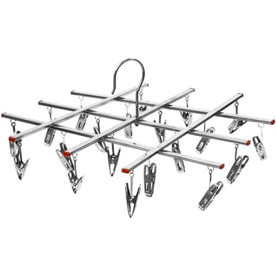 24 Pinces Séchoir à Vêtements Pliant Cintre Rotatif Coupe-vent Support de Séchage pour Chaussettes Sous-vêtements Usage Domestique Rangement Étagère à Linge Dernier