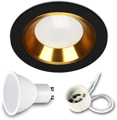 Kwazar Luminaire inbouwspot SET 1x GU10 inbouwlamp 7W neutraal wit plafondspot IP20 inbouwspot keuken woonkamer FOY zwart met ring GD