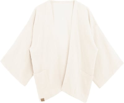 Knit Factory Elva Kimono Vest Dames - Damesvest met Steekzakken - Mousseline vest voor de lente en zomer - Heuphoogte - 100% Ecologisch Katoen - Ecru - 36/42