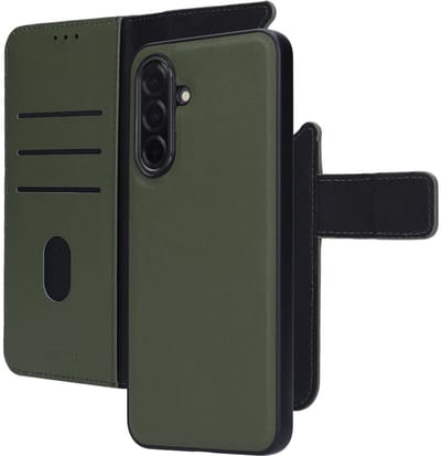 Mobiparts hoesje geschikt voor Samsung Galaxy A36 - Wallet 2-in-1 Boekhoesje - MagSafe - Echt Leder - Uitneembare Case - Sterke Magneet Sluiting - Contactloos betalen - Groen