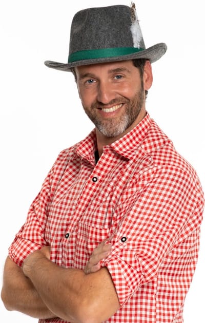 Partychimp Tiroler Hoed Deluxe Oktoberfest voor bij Carnavalskleding Heren Carnavalskleding Dames Carnaval Accessoires Verkleedkleren voor Volwassenen - Donkergrijs - Vilt